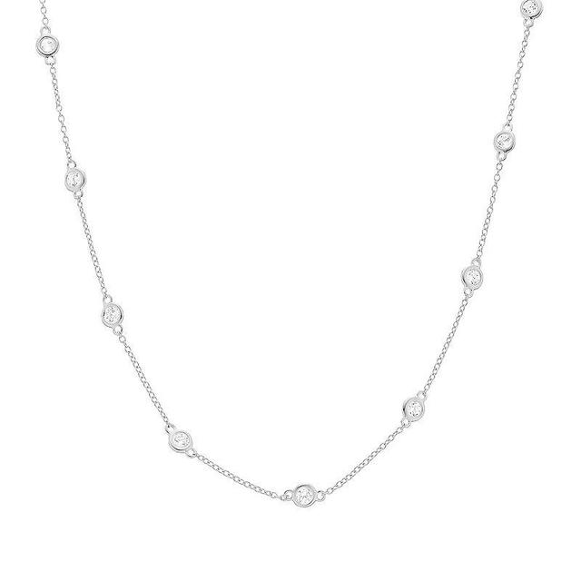 Rosabella Sterling Silver Cubic Zirconia Station Necklace, Womens Product Image