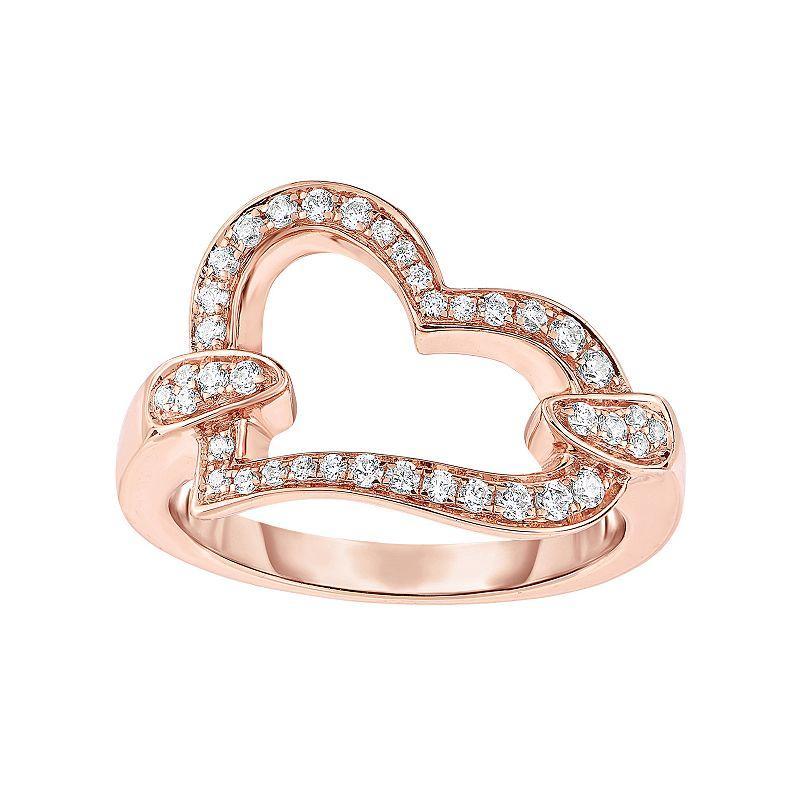 Sterling Silver Cubic Zirconia Heart Ring, Womens Pink Tone Product Image