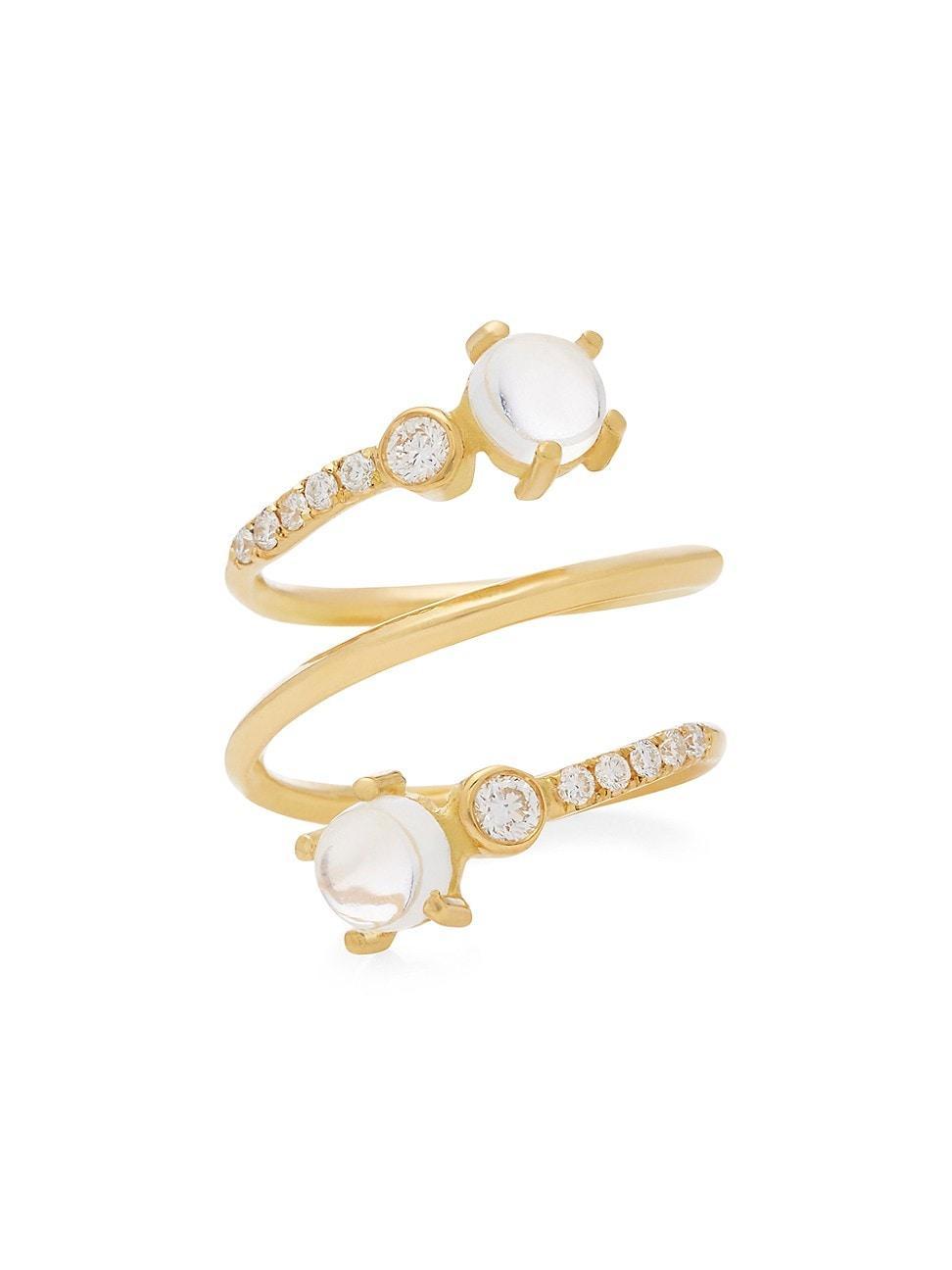 Womens Spark 18K Yellow Gold, Diamond & Moonstone Twist Ring Product Image