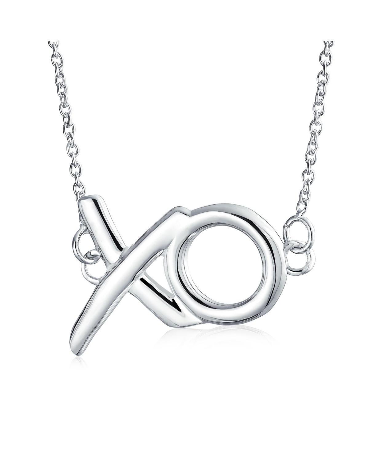 Bling Jewelry Minimalist Hugs And Kisses Xo Station Pendant Necklace For Women For Sterling Silver With Chain Product Image