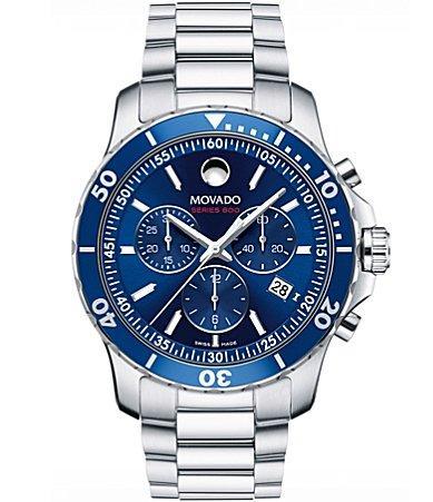 Men's Movado Series 800Â® Chronograph Watch with Blue Dial (Model: 2600141) Product Image