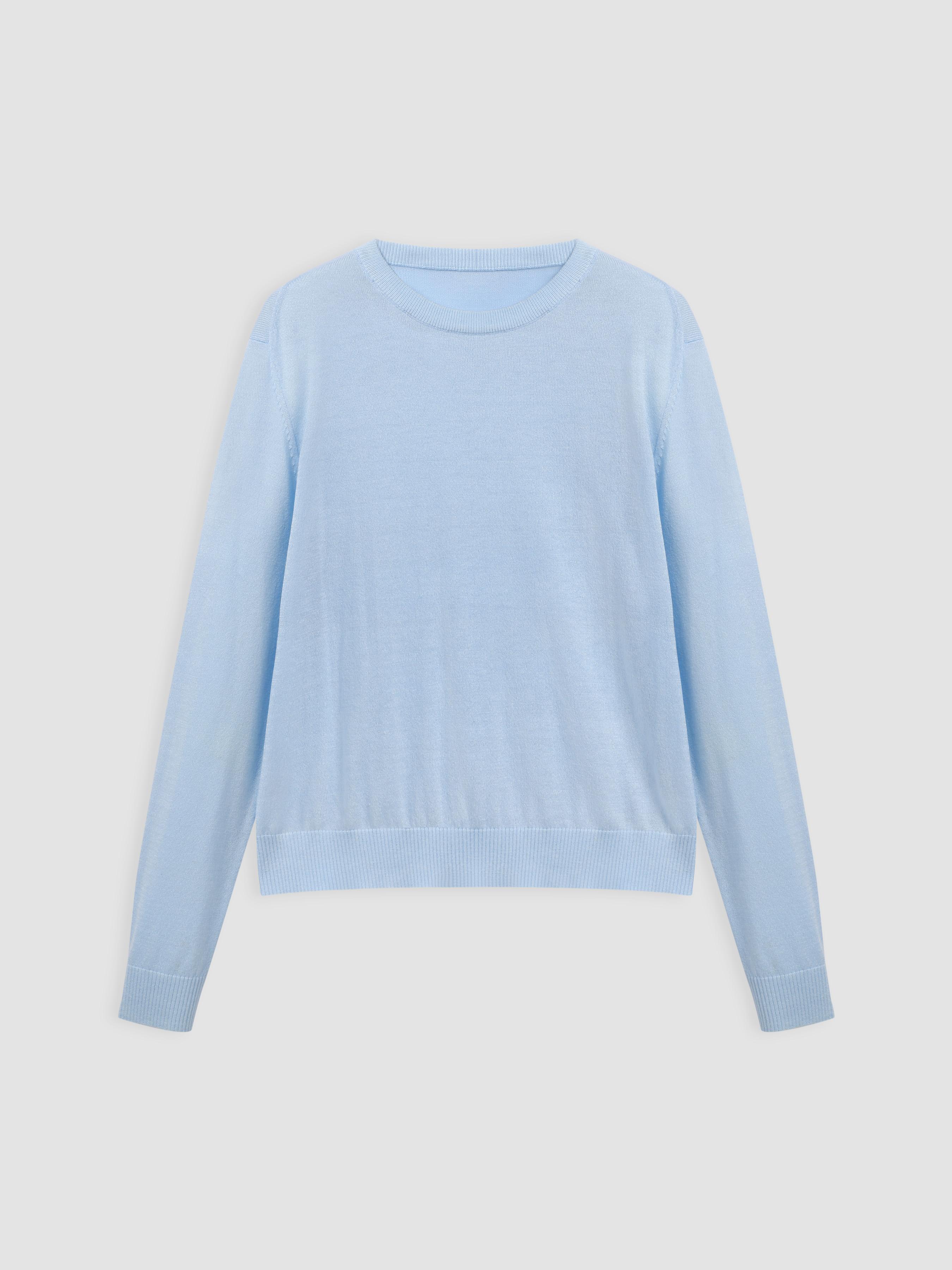 Wool-blend Round Neckline Solid Knitted Sweater Product Image