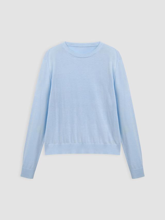 Wool-blend Round Neckline Solid Knitted Sweater Product Image