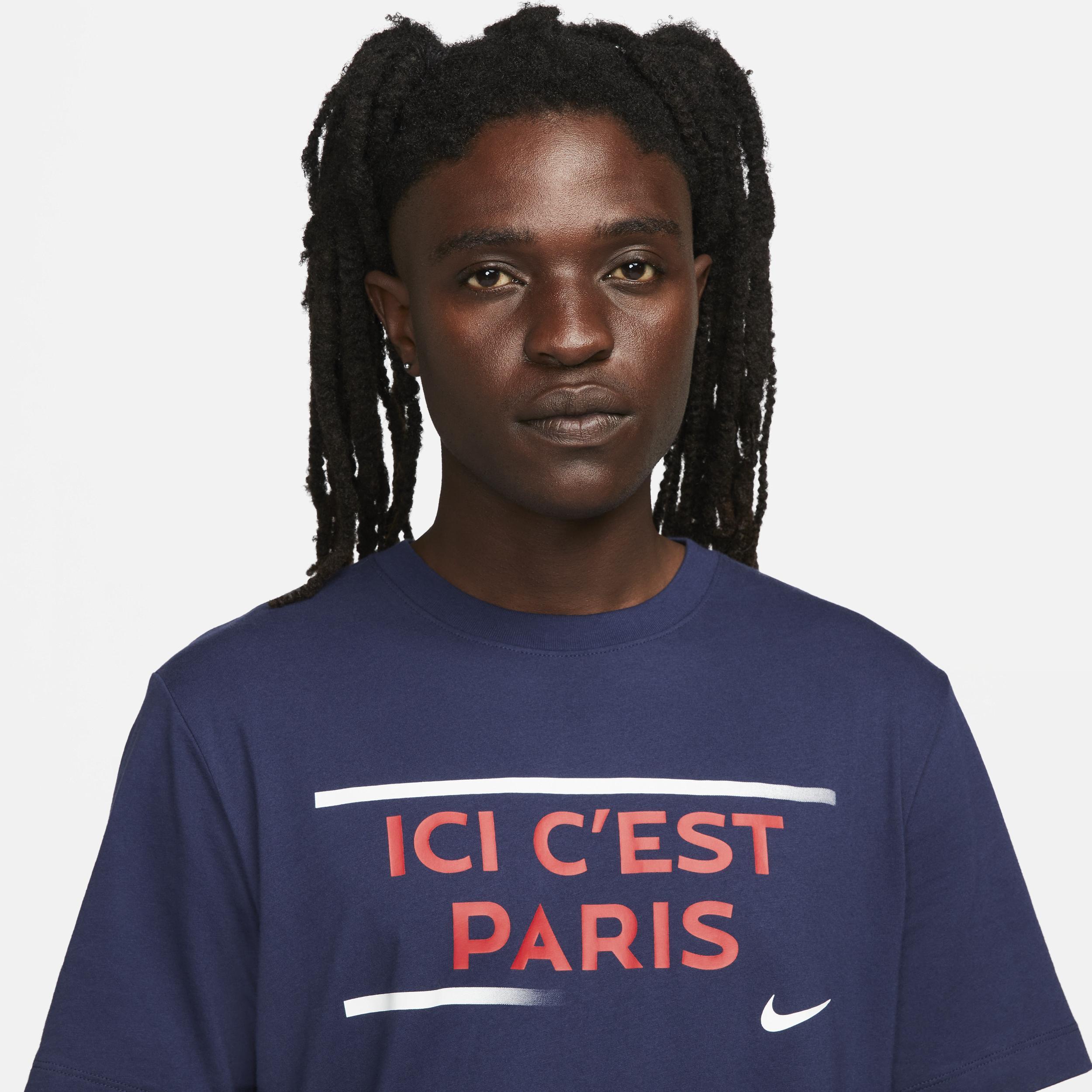 Mens Nike Navy Paris Saint-Germain Verbiage T-Shirt Psg Blue Product Image