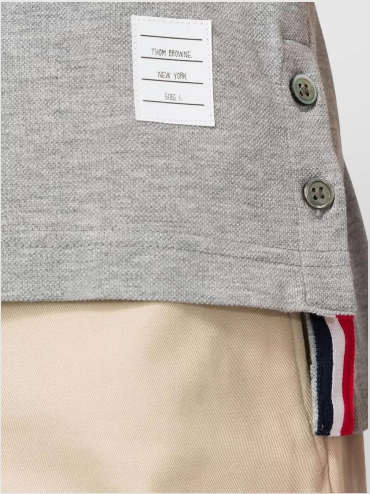 THOM BROWNE Polo Shirt Cotton Chest Pocket In Light Grey Product Image