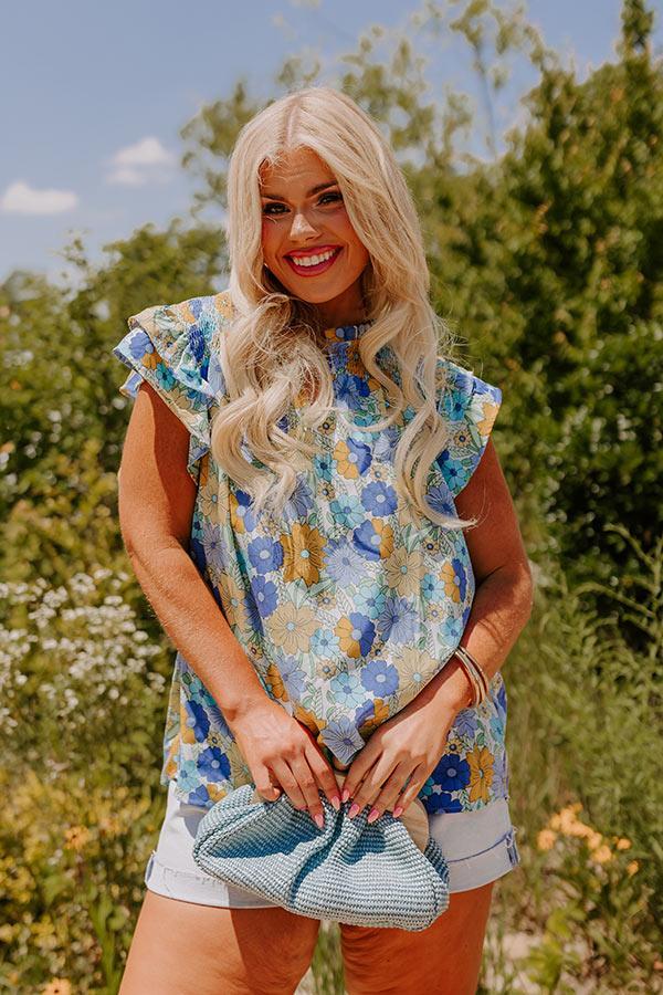 Floral Galore Shift Top In Blue Curves Product Image