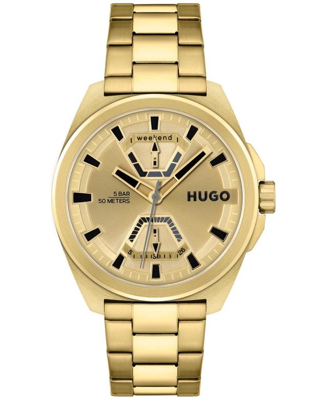 Hugo Boss Mens Expose Gold Ion Plated Steel Bracelet Watch 44mm - Gold Product Image