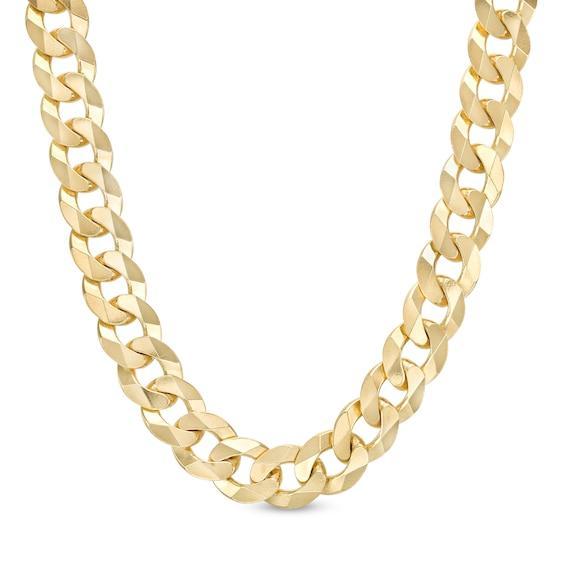 Men's 12.2mm Curb Chain Necklace in Solid 10K Gold - 26" Product Image