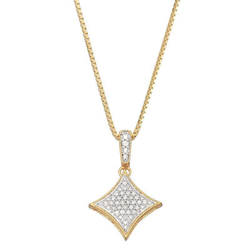 HDI 10k Gold Over Silver 1/10 Carat T.W. Diamond Pendant Necklace, Womens Yellow Product Image