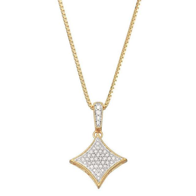 HDI 10k Gold Over Silver 1/10 Carat T.W. Diamond Pendant Necklace, Womens Gold Over Sterling Product Image