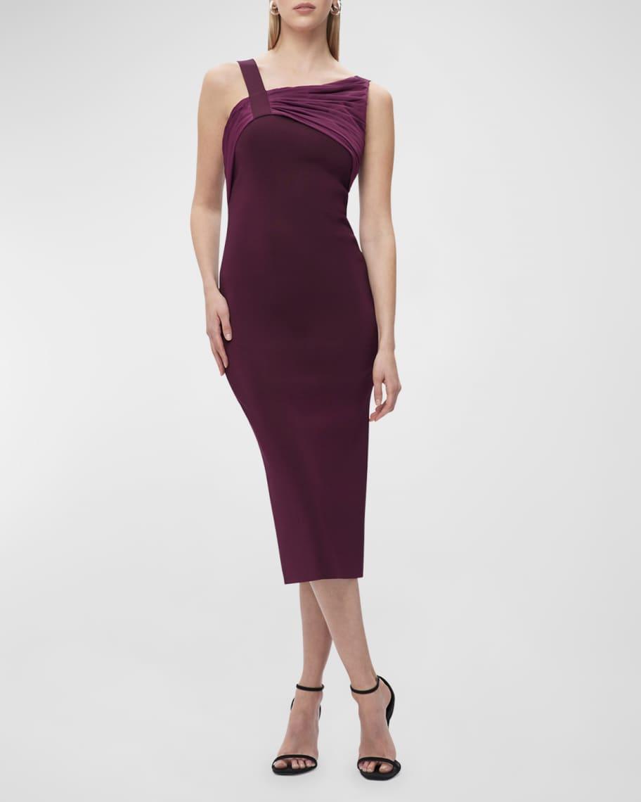 Janelle Pleated Asymmetric Sleeveless Midi Dress Product Image