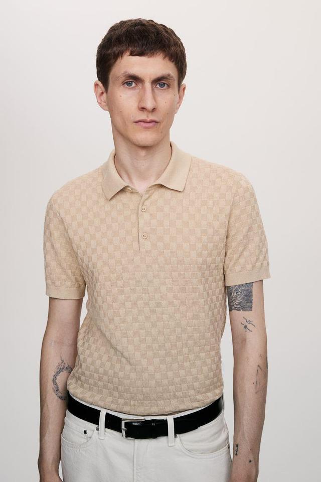 Slim Fit Textured-knit Polo Shirt Product Image