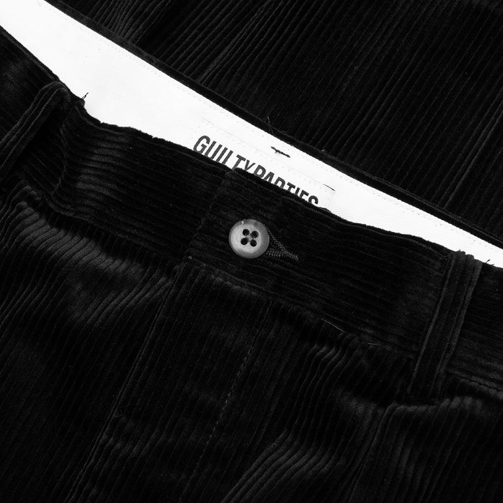 Double Pleated Corduroy Trousers - Black Male Product Image