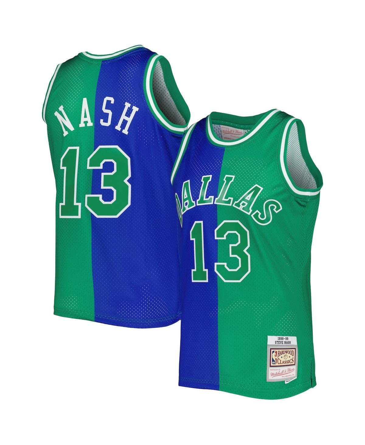 Mens Mitchell & Ness Steve Nash /Green Dallas Mavericks Hardwood Classics 1998/99 Split Swingman Jersey Product Image