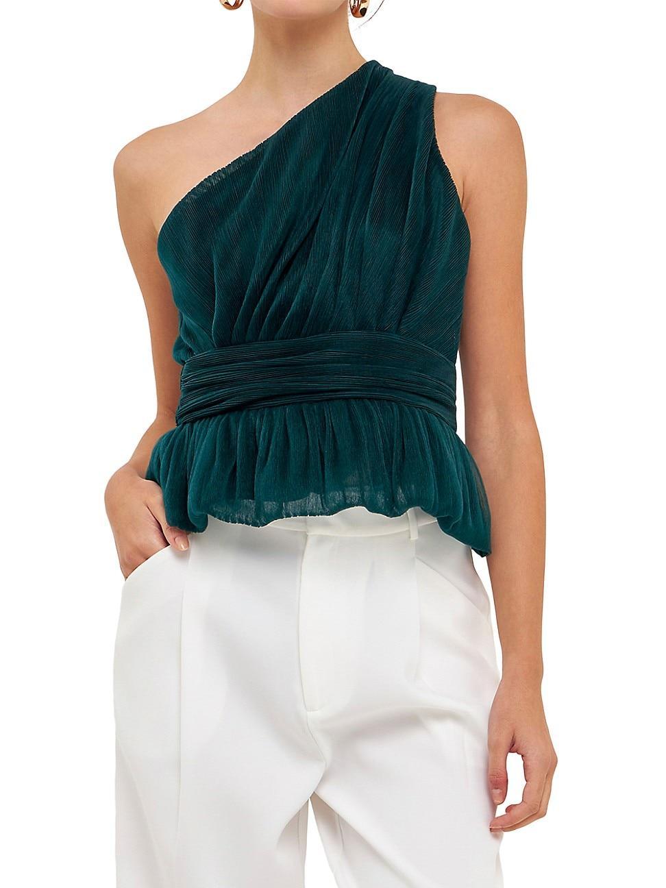 Endless Rose One-Shoulder Textured Tulle Top Product Image