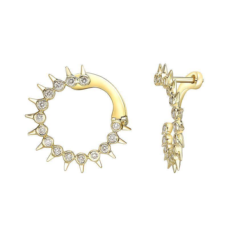 Gemminded 10k Gold 3/8 Carat T.W. Diamond Spike Hoop Earrings, Womens, 10k Whgold Product Image