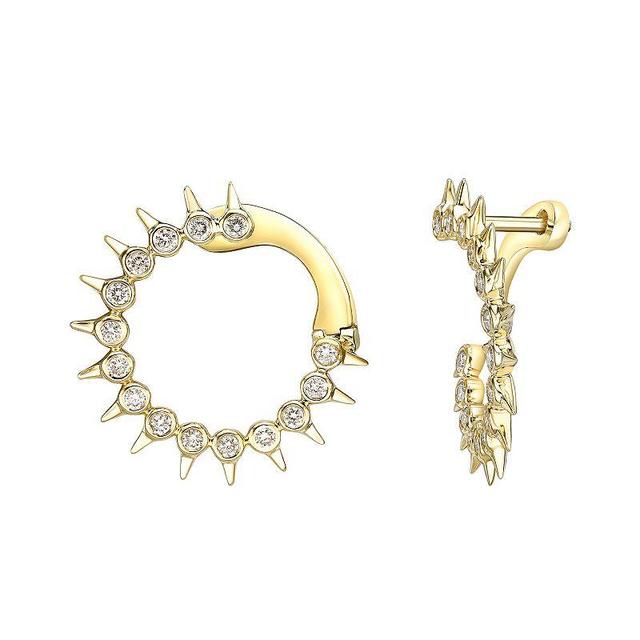 Gemminded 10k Gold 3/8 Carat T.W. Diamond Spike Hoop Earrings, Womens, White Product Image