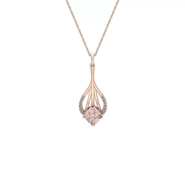 10k Rose Gold Morganite & Diamond Accent Pendant Necklace, Womens 10k Gold Product Image