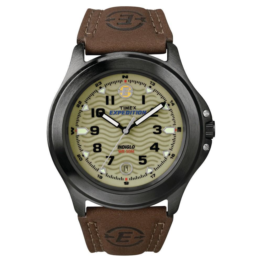 Mens Timex Expedition Field Watch with Leather Strap - Gray/Green T470129J Product Image