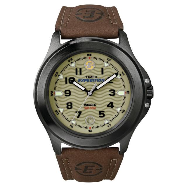 Mens Timex Expedition Field Watch with Leather Strap - Gray/Green T470129J Product Image