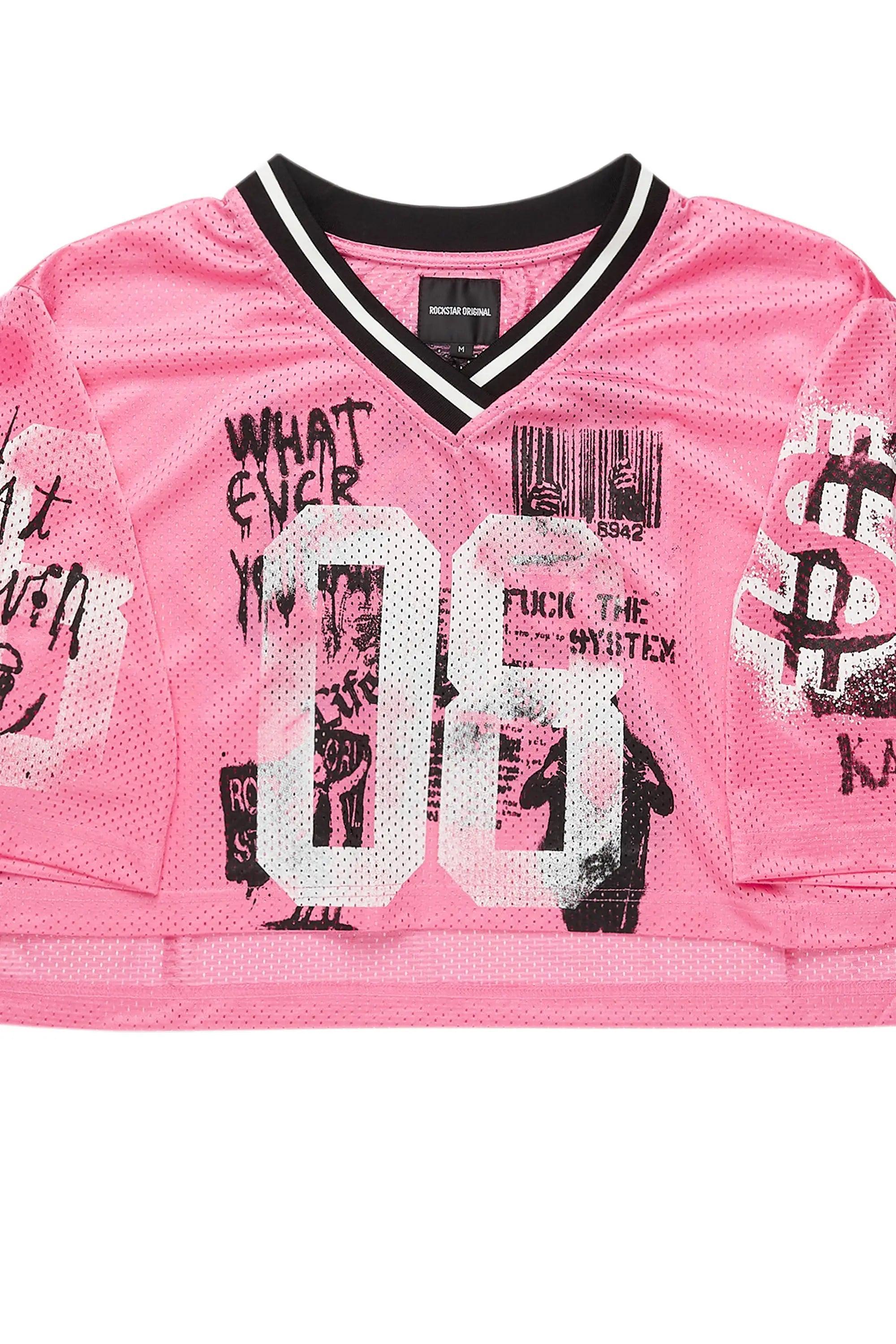 Riana Pink Mesh Jersey Female Product Image