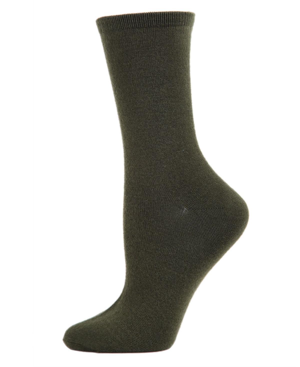 Memoi Women's Flatknit Cashmere Blend Crew Sock, Green, 9-11 Product Image