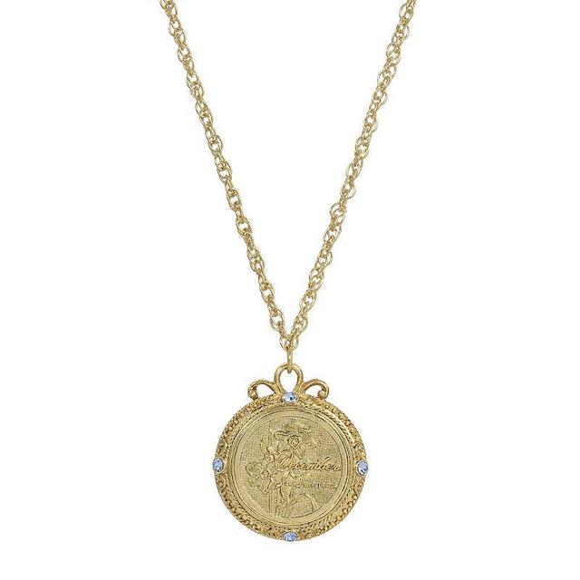 1928 Gold Tone Flower of the Month Pendant Necklace, Womens, September Product Image