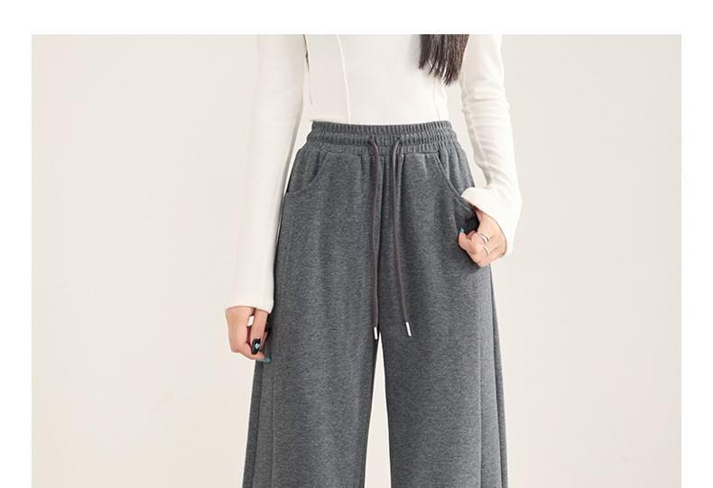 High Waist Plain Wide Leg Sweatpants Product Image