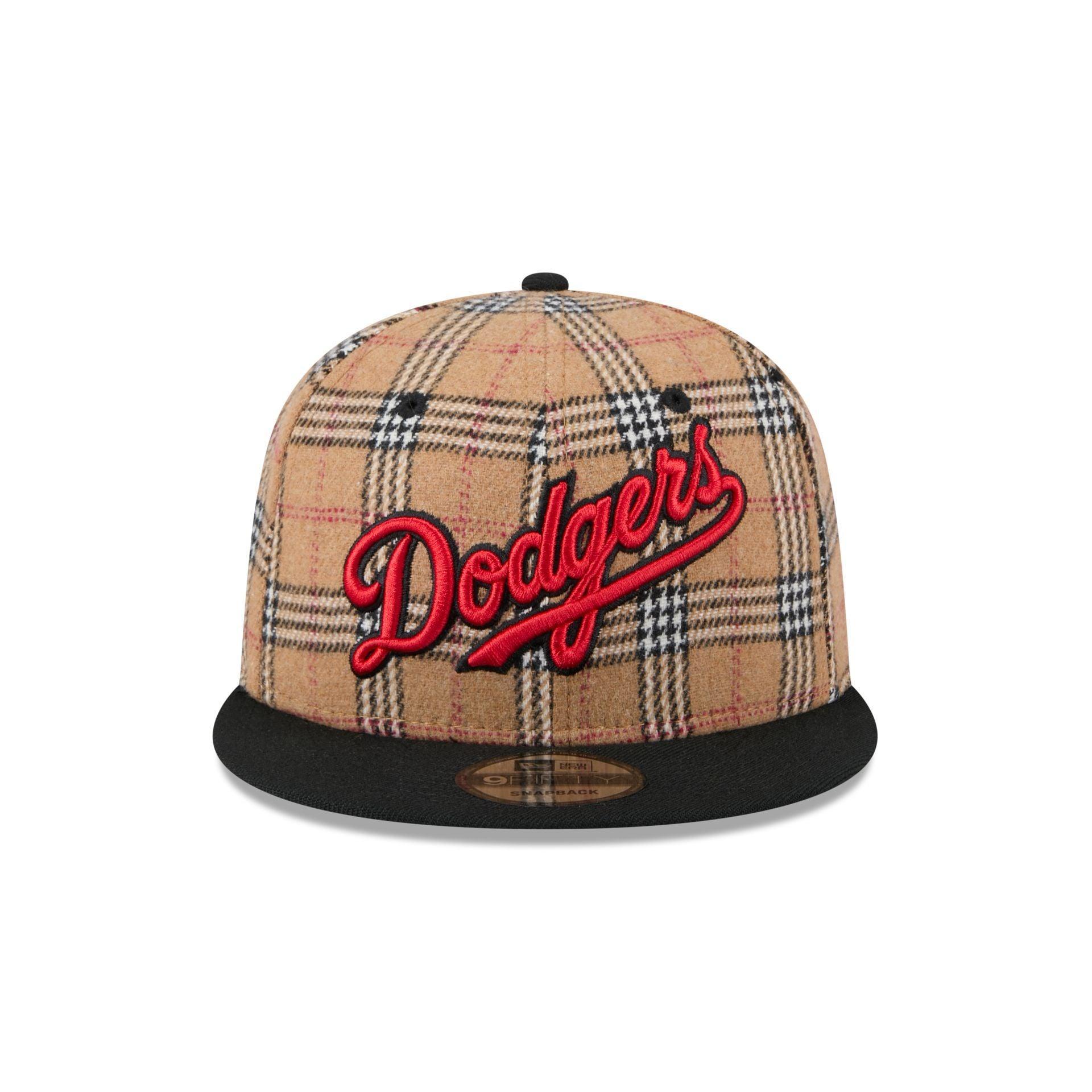 Los Angeles Dodgers Tan Tartan 9FIFTY Snapback Hat Male Product Image