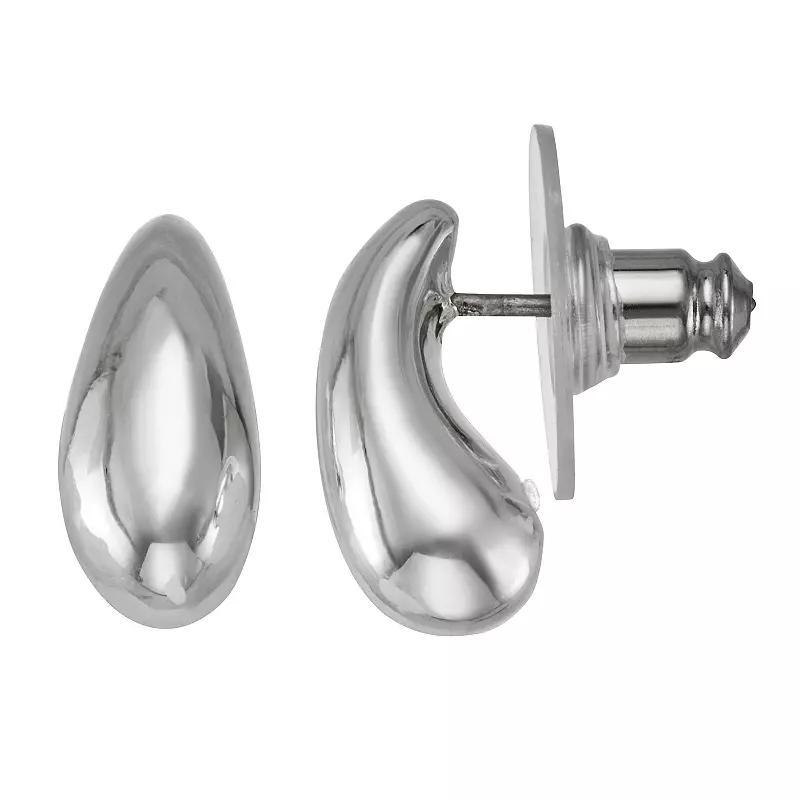 Napier Silver Tone Bended Teardrop Stud Earrings, Womens Product Image