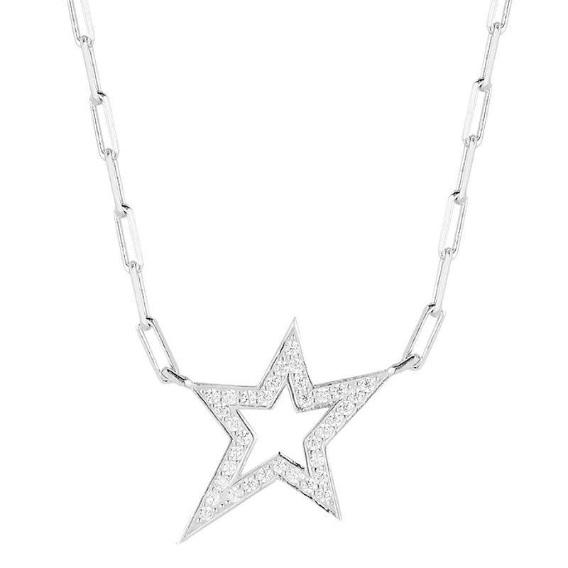 Sunkissed Sterling Cubic Zirconia Star Necklace, Womens Silver Tone Product Image