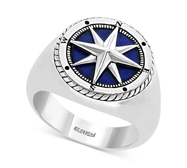 Effy Mens Lapis Lazuli Compass Ring in Sterling Silver Product Image