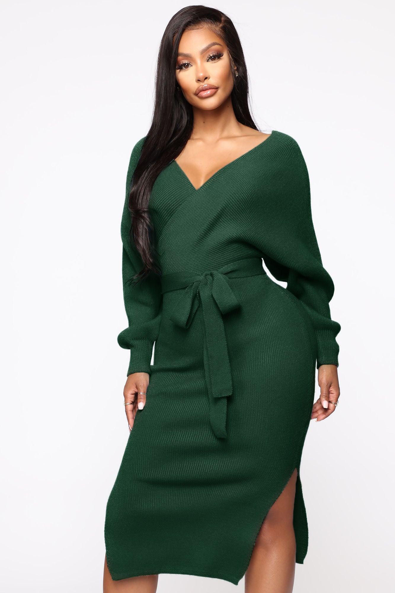 Mona Sweater Midi Dress - Hunter Product Image