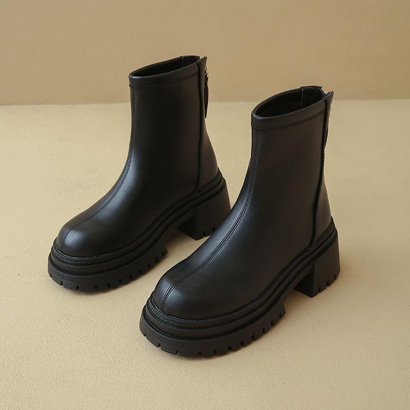 Platform Plain Zip Short Boots Product Image