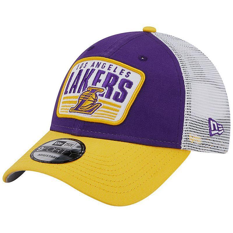 Mens New Era Purple Los Angeles Lakers Two-Tone Patch 9FORTY Trucker Snapback Hat Product Image