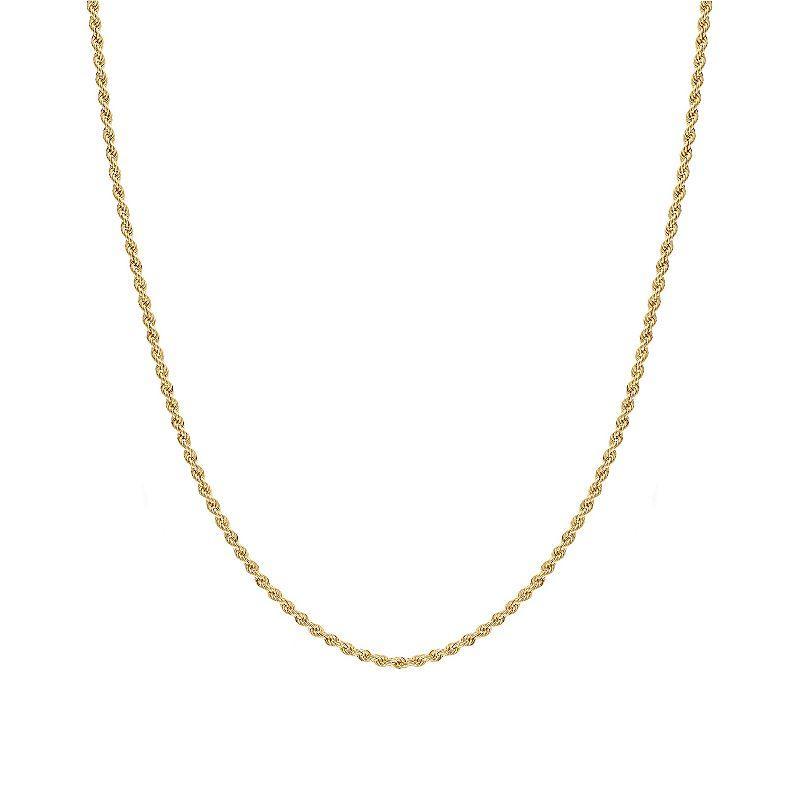 Jordan Blue 14k Gold 1.6 mm Rope Chain Necklace, Womens Yellow Product Image