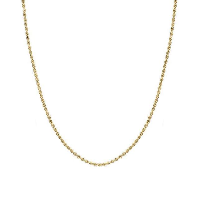 Jordan Blue 14k Gold 1.6 mm Rope Chain Necklace, Womens Yellow Product Image