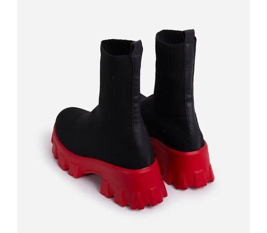 Platform Chunky Heel Sock Boots Product Image