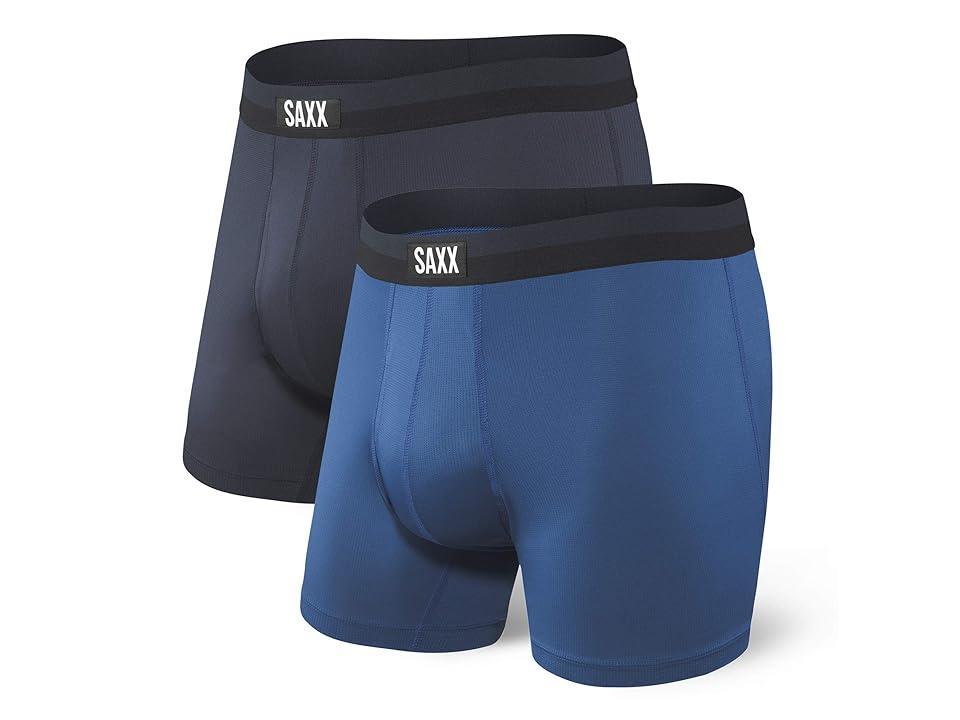 SAXX UNDERWEAR Sport Mesh Boxer Brief Fly 2-Pack (Navy/City Blue) Men's Underwear Product Image