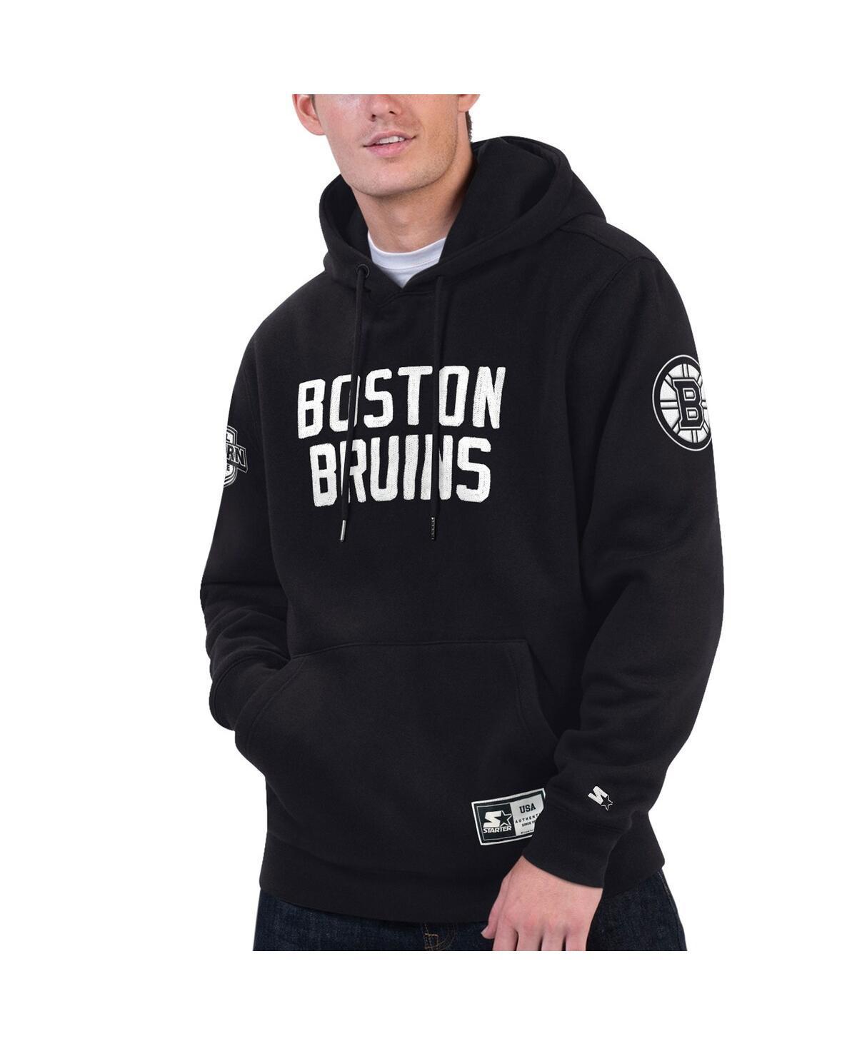 Mens Starter Black Boston Bruins Hat Trick Pullover Hoodie Product Image