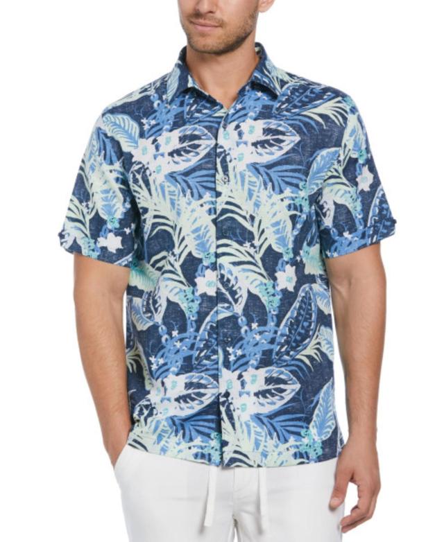 Cubavera Mens Regular-Fit Linen-Blend Tropical-Print Short-Sleeve Shirt Product Image