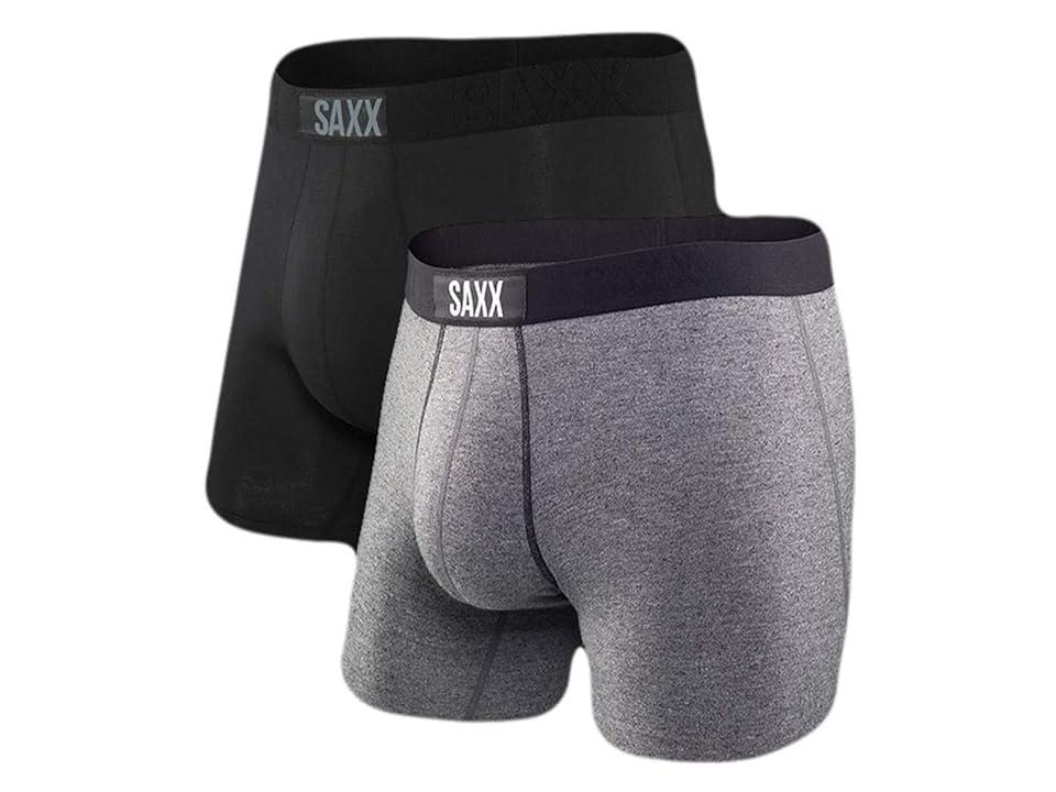 SAXX UNDERWEAR Vibe Boxer Brief 2-Pack (Black/Grey) Men's Underwear Product Image