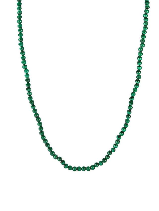 Mens Malachite & 14K Yellow Gold Beaded Necklace Product Image