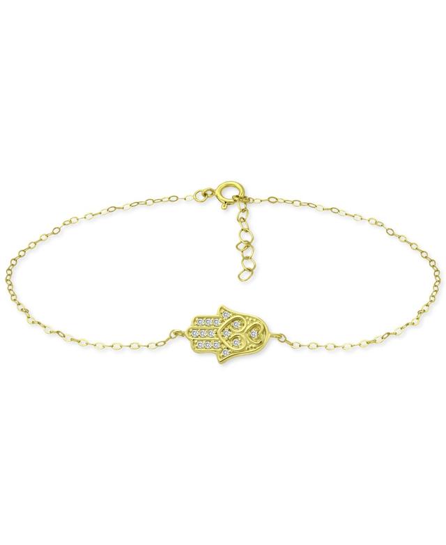 Giani Bernini Cubic Zirconia Hamsa Hand Ankle Bracelet, Created for Macys Product Image