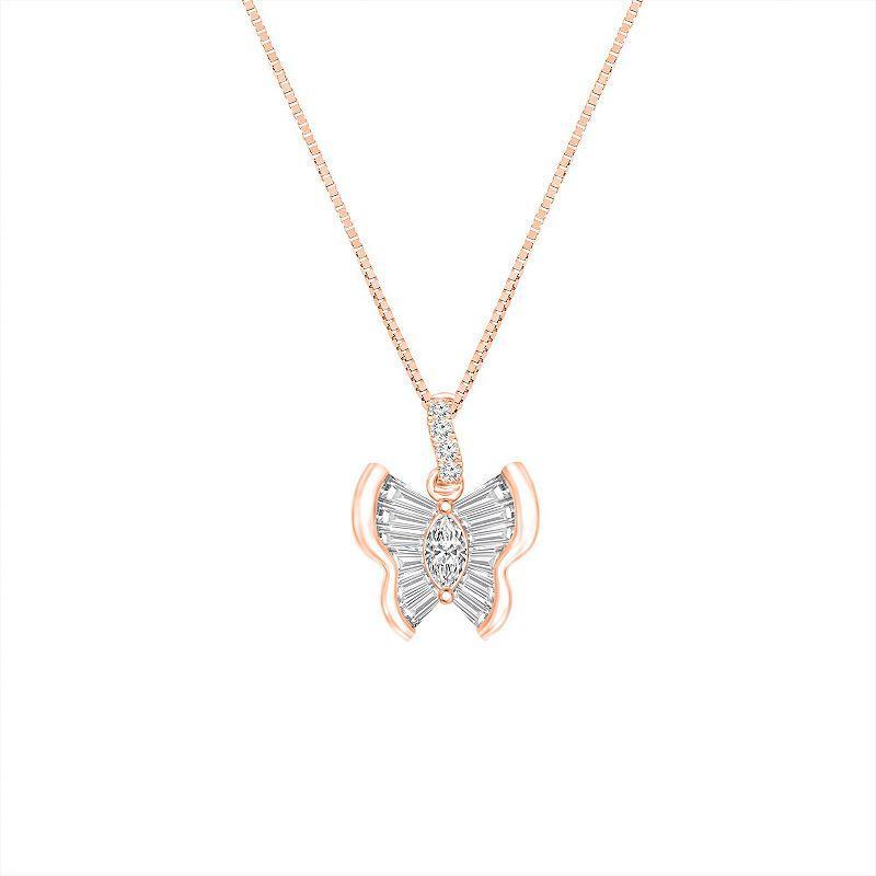 1/3 Carat T.W. Diamond 10k Pink Gold Pendant Necklace, Womens 10k Rose Gold Product Image