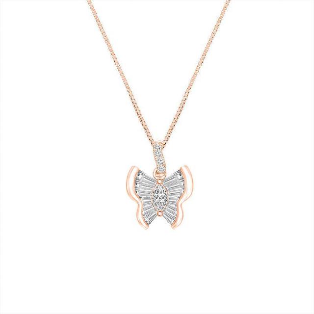 1/3 Carat T.W. Diamond 10k Pink Gold Pendant Necklace, Womens 10k Rose Gold Product Image