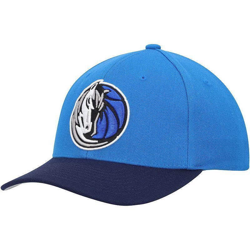 Mens Mitchell & Ness Royal/Navy Dallas Mavericks MVP Team Two-Tone 2.0 Stretch-Snapback Hat Product Image