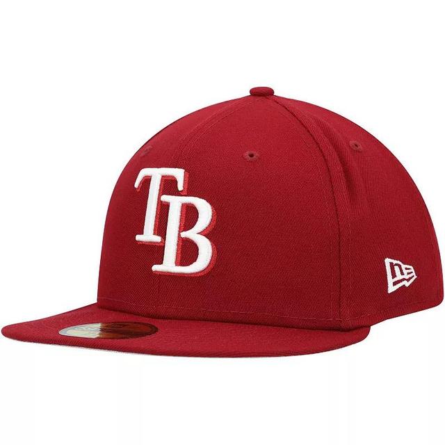 Mens New Era Cardinal Tampa Bay Rays White Logo 59FIFTY Fitted Hat Product Image