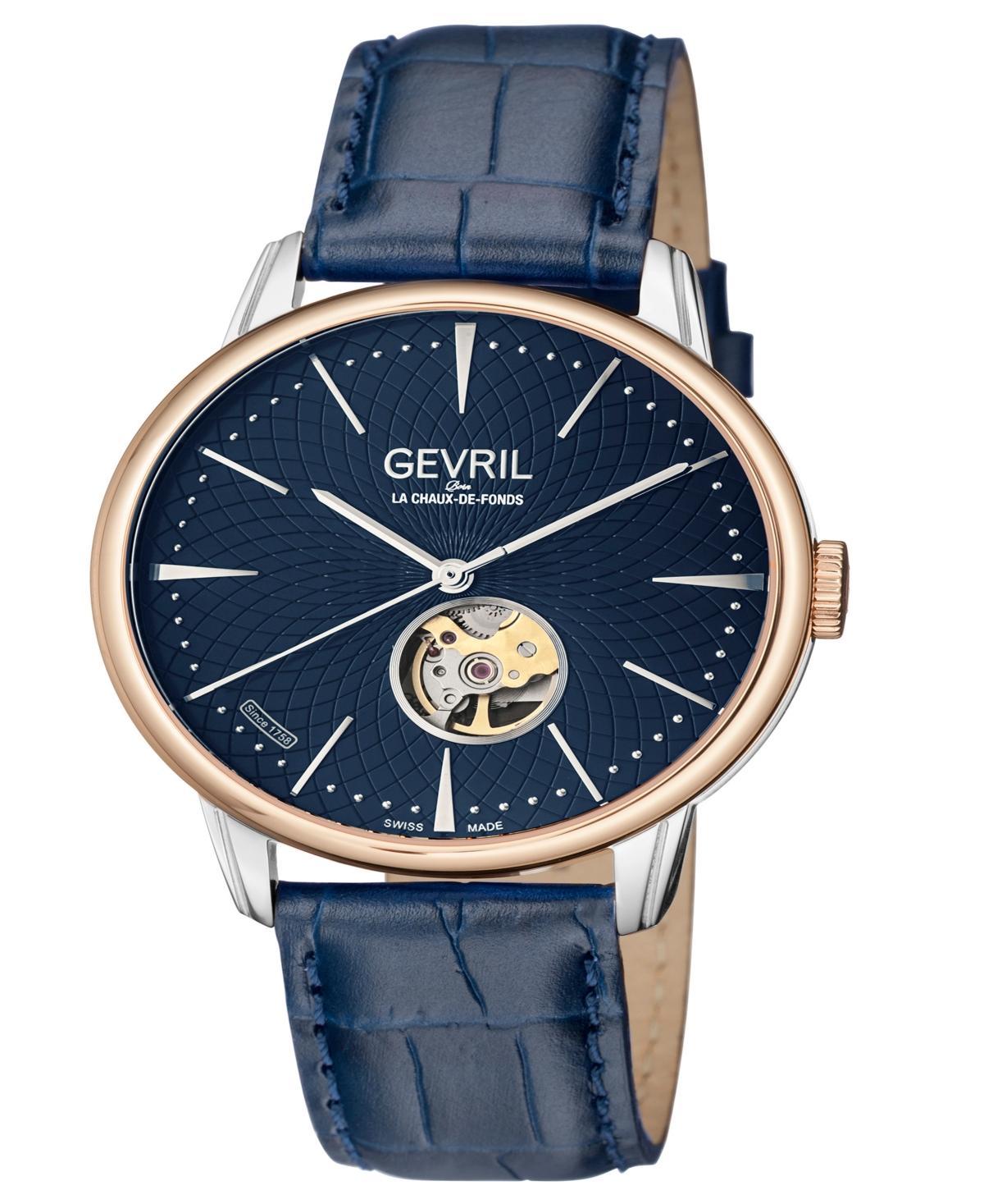 Gevril Mens Mulberry Blue Leather Watch 42mm - Blue Product Image