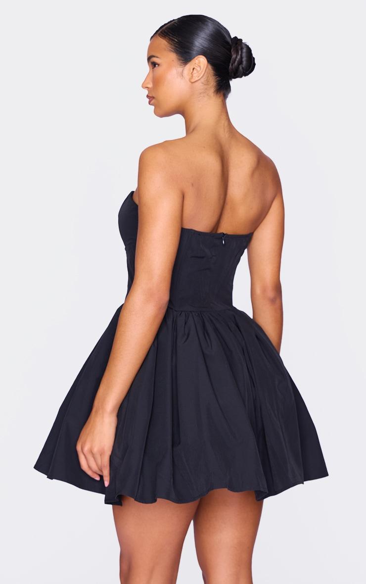 Black Bandeau Corset Detail Shift Dress Product Image